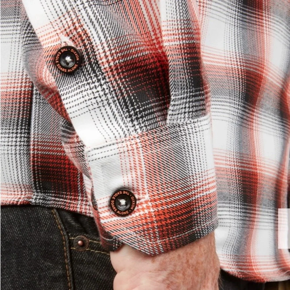 DIXXON MenPlaid Button Down Shirt - Red, Black, White - Picture 16 of 16